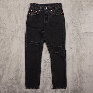 Levi's jeans 501 Original fit straight women's 25 black denim red tab button fly